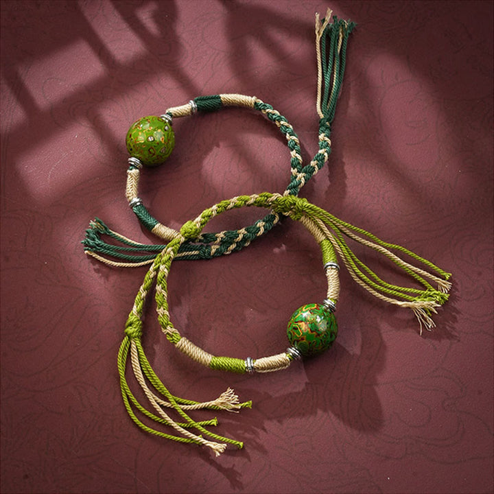 Braccialetto con perline artigianali in lacca multicolore e Buddha Stones - image 10