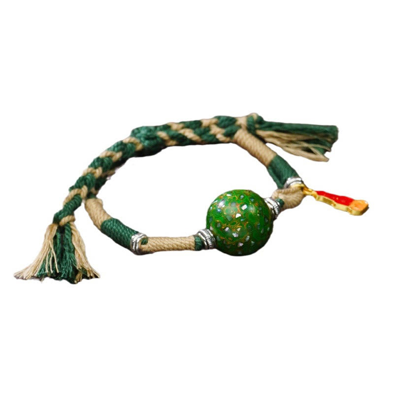 Braccialetto con perline artigianali in lacca multicolore e Buddha Stones - image 9