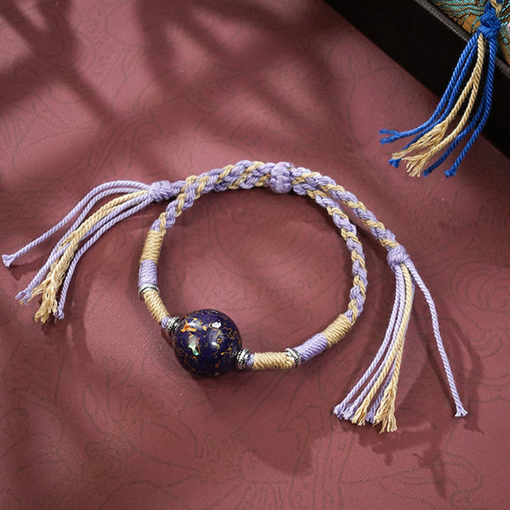 Braccialetto con perline artigianali in lacca multicolore e Buddha Stones - image 6