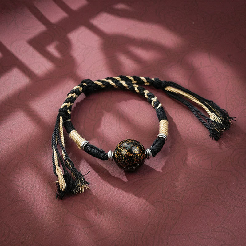 Braccialetto con perline artigianali in lacca multicolore e Buddha Stones - Nero - image 8