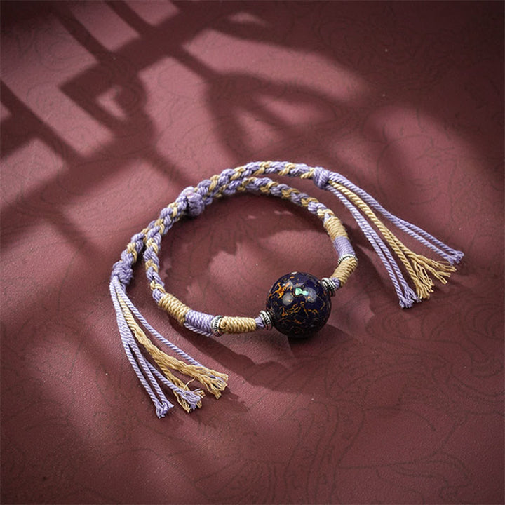 Braccialetto con perline artigianali in lacca multicolore e Buddha Stones - Lavanda - image 5