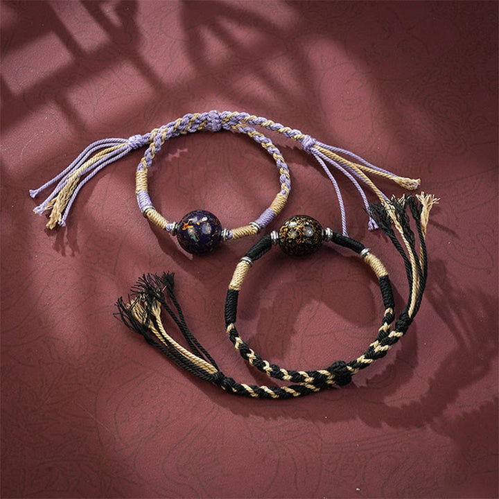 Braccialetto con perline artigianali in lacca multicolore e Buddha Stones - image 11