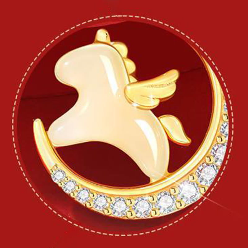 Collana con ciondolo in argento sterling 925, giada di Hetian, zircone e pietre Buddha Stones , anno del cavallo - image 7