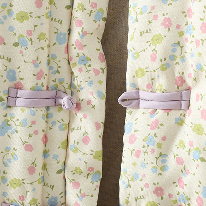 Giacca da donna in cotone a maniche lunghe con tasche, motivo floreale e bottoni con Buddha Stones - image 5