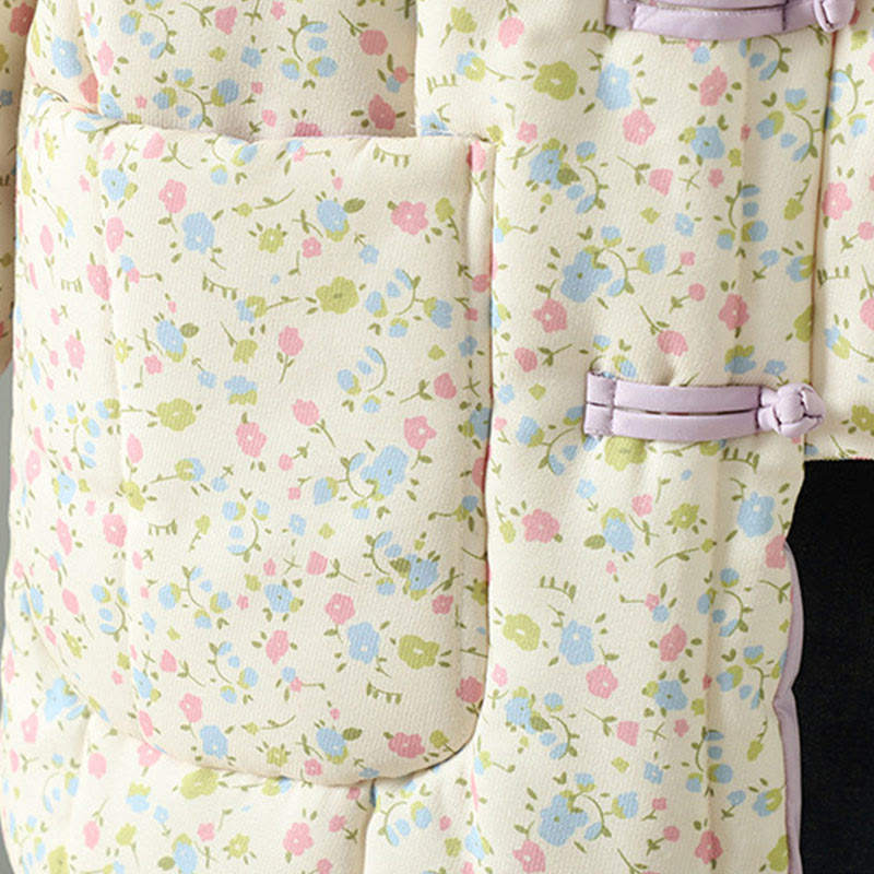 Giacca da donna in cotone a maniche lunghe con tasche, motivo floreale e bottoni con Buddha Stones - image 6