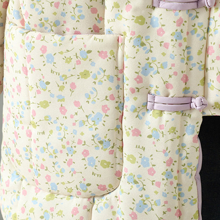 Giacca da donna in cotone a maniche lunghe con tasche, motivo floreale e bottoni con Buddha Stones - image 6