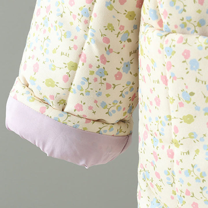 Giacca da donna in cotone a maniche lunghe con tasche, motivo floreale e bottoni con Buddha Stones - image 8