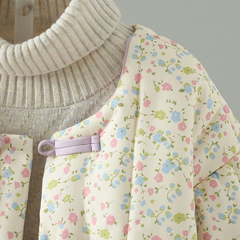 Giacca da donna in cotone a maniche lunghe con tasche, motivo floreale e bottoni con Buddha Stones - image 4