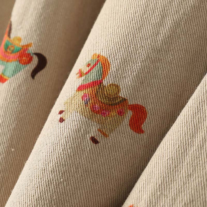 Giacca da donna in cotone a maniche lunghe con motivo a rana e bottoni, motivo Buddha Stones Horse Fu Character - image 14