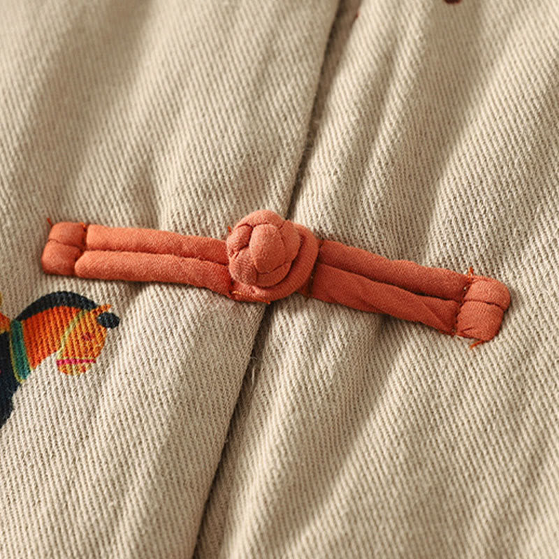 Giacca da donna in cotone a maniche lunghe con motivo a rana e bottoni, motivo Buddha Stones Horse Fu Character - image 8