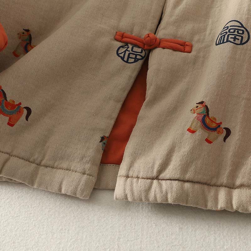 Giacca da donna in cotone a maniche lunghe con motivo a rana e bottoni, motivo Buddha Stones Horse Fu Character - image 17