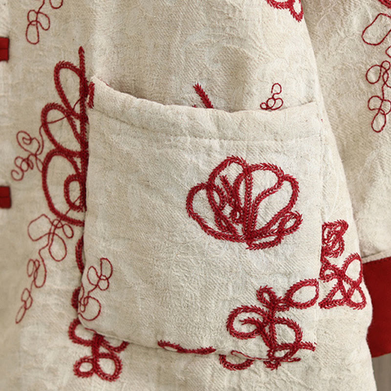 Giacca invernale da donna con maniche lunghe, colletto rialzato, bottoni a rana, imbottita in cotone con tasche , Buddha Stones - image 3