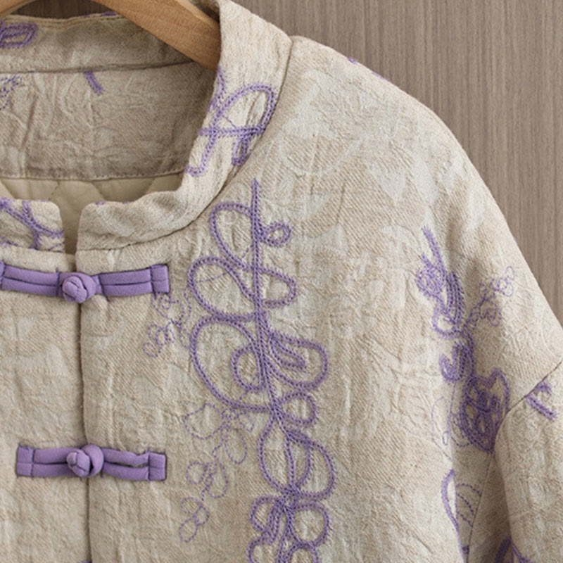 Giacca invernale da donna con maniche lunghe, colletto rialzato, bottoni a rana, imbottita in cotone con tasche , Buddha Stones - image 11