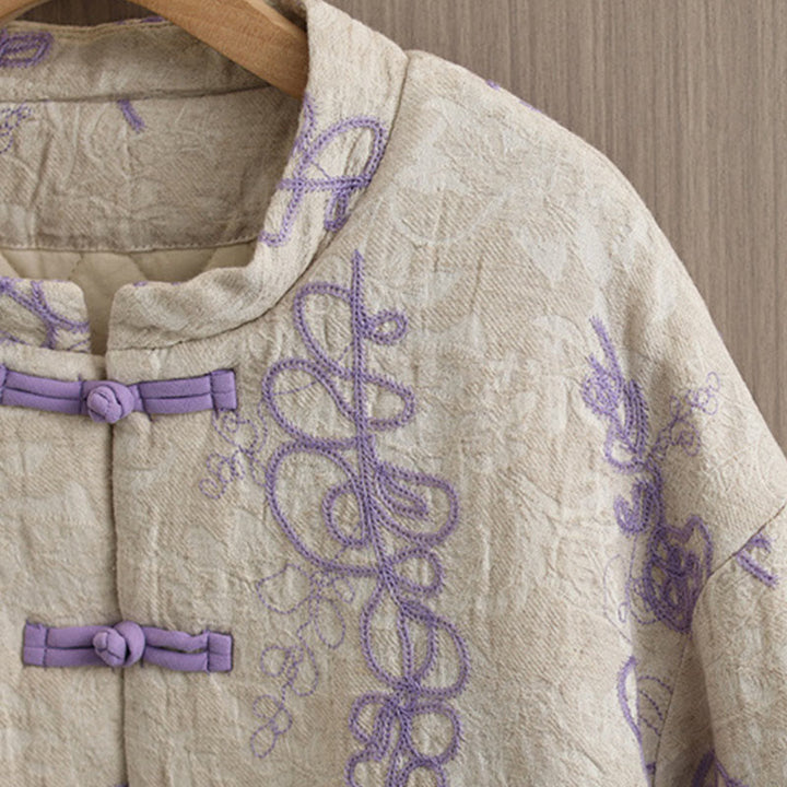 Giacca invernale da donna con maniche lunghe, colletto rialzato, bottoni a rana, imbottita in cotone con tasche , Buddha Stones - image 11