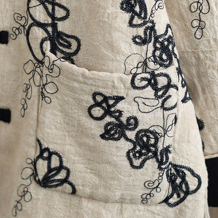 Giacca invernale da donna con maniche lunghe, colletto rialzato, bottoni a rana, imbottita in cotone con tasche , Buddha Stones - image 23