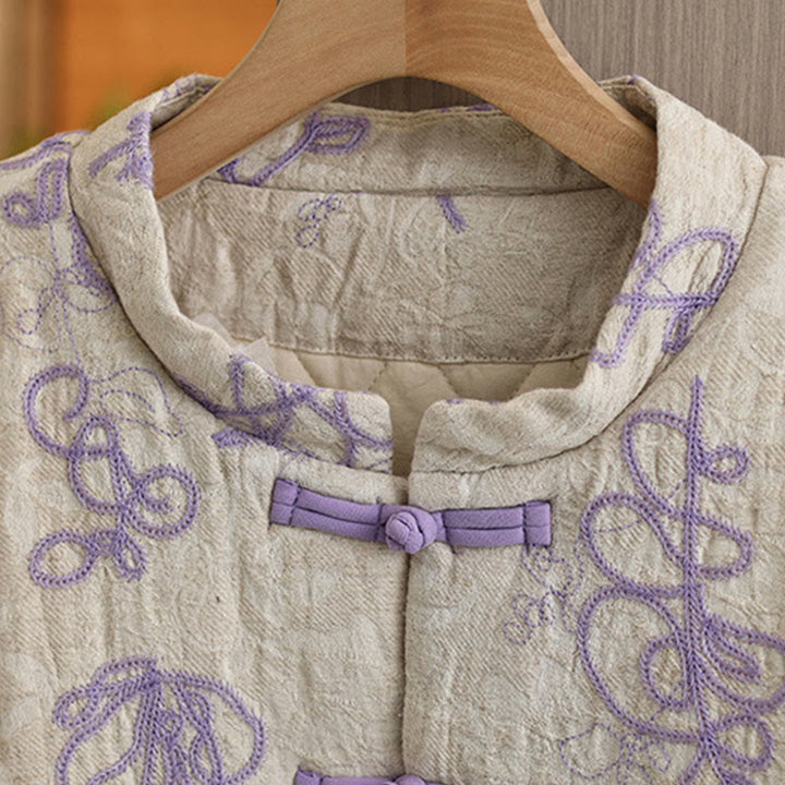 Giacca invernale da donna con maniche lunghe, colletto rialzato, bottoni a rana, imbottita in cotone con tasche , Buddha Stones - image 9