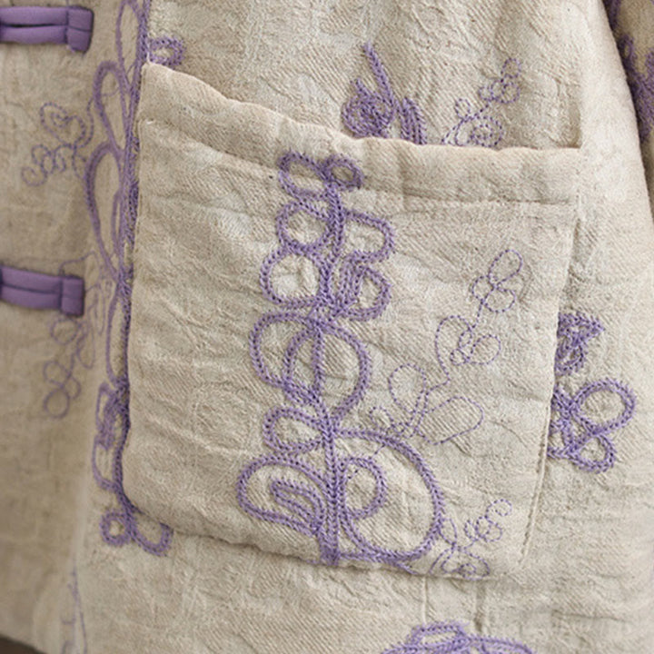 Giacca invernale da donna con maniche lunghe, colletto rialzato, bottoni a rana, imbottita in cotone con tasche , Buddha Stones - image 14