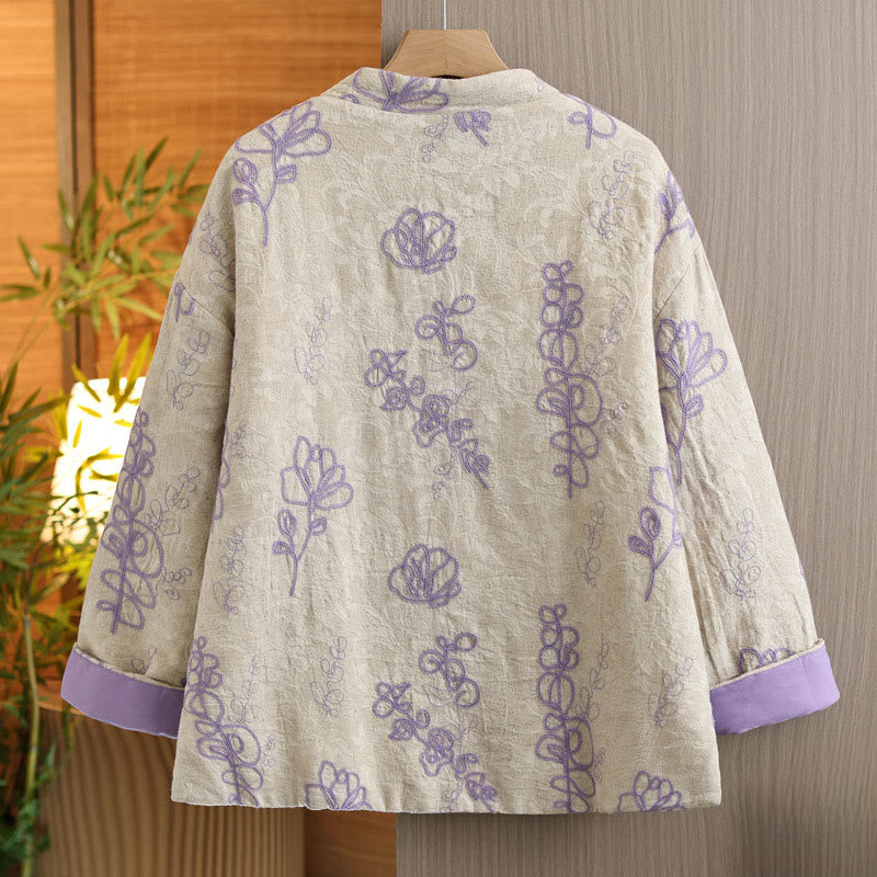 Giacca invernale da donna con maniche lunghe, colletto rialzato, bottoni a rana, imbottita in cotone con tasche , Buddha Stones - image 8