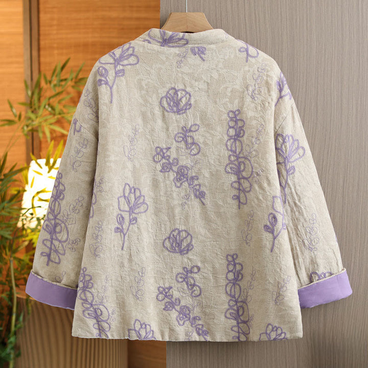 Giacca invernale da donna con maniche lunghe, colletto rialzato, bottoni a rana, imbottita in cotone con tasche , Buddha Stones - image 8