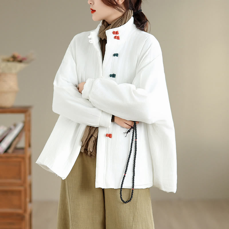 Giacca invernale da donna in cotone spesso con bottoni cinesi a forma di rana, a maniche lunghe, con tasche , Buddha Stones - Bianco - US14, UK/AU18, EU46 (2XL) - image 12