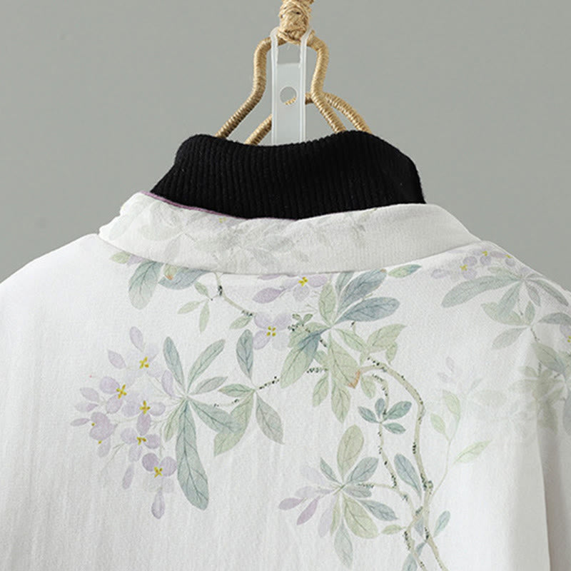 Giacca in cotone con bottoni a rana e maniche lunghe con stampa floreale da donna Buddha Stones - image 3