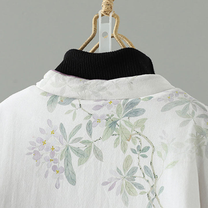 Giacca in cotone con bottoni a rana e maniche lunghe con stampa floreale da donna Buddha Stones - image 3