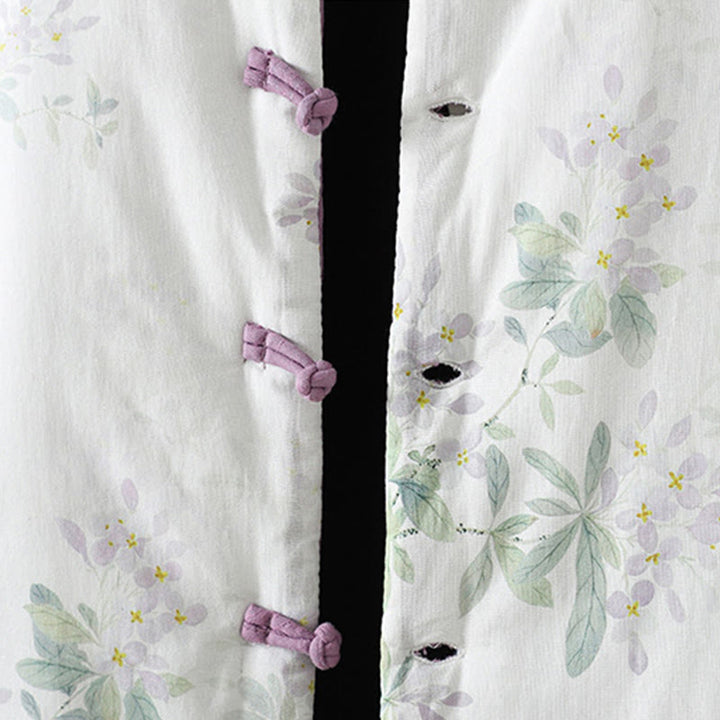 Giacca in cotone con bottoni a rana e maniche lunghe con stampa floreale da donna Buddha Stones - image 7