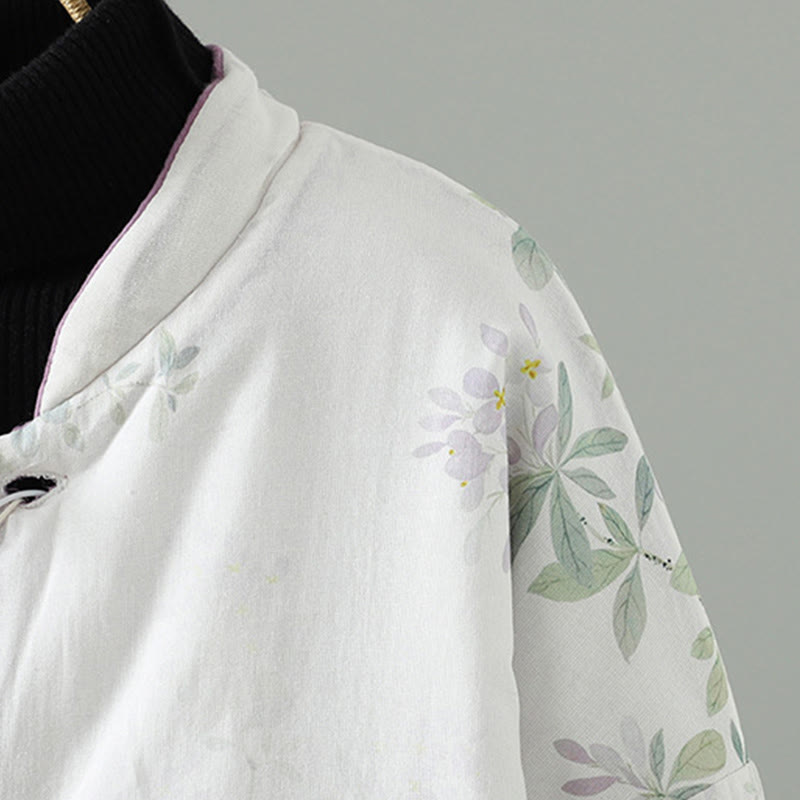 Giacca in cotone con bottoni a rana e maniche lunghe con stampa floreale da donna Buddha Stones - image 4