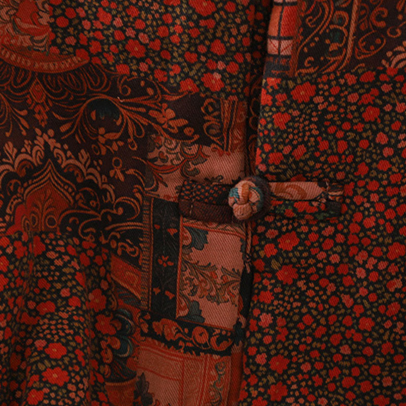 Giacca termica in cotone con bottoni a rana e maniche lunghe, motivo floreale etnico da donna Buddha Stones - image 8