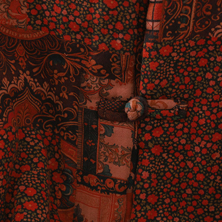 Giacca termica in cotone con bottoni a rana e maniche lunghe, motivo floreale etnico da donna Buddha Stones - image 8