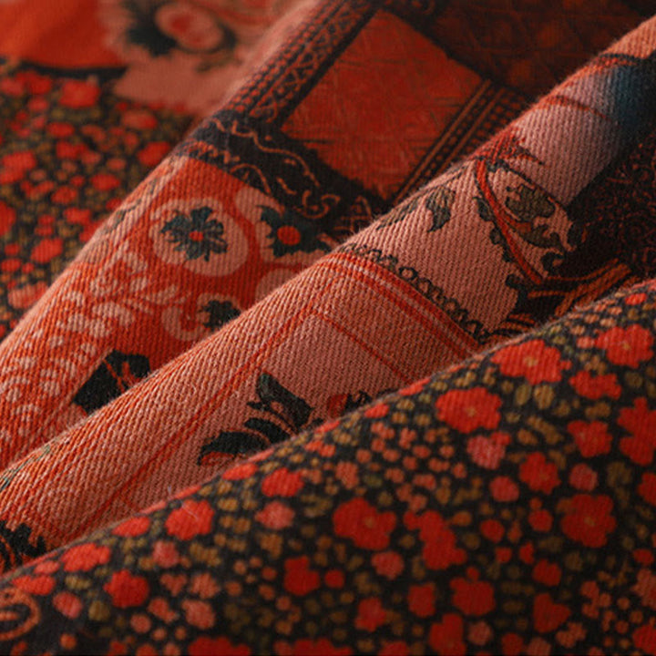 Giacca termica in cotone con bottoni a rana e maniche lunghe, motivo floreale etnico da donna Buddha Stones - image 7