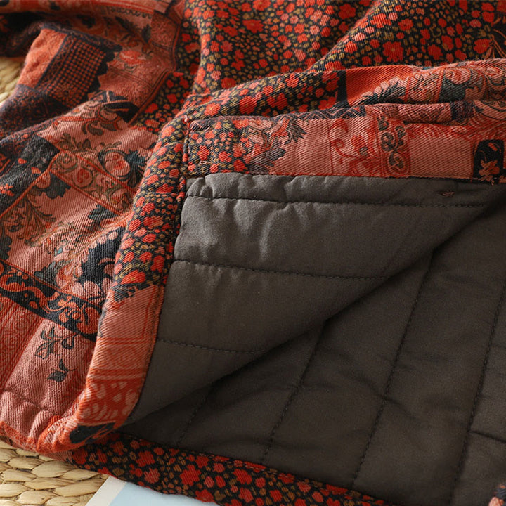 Giacca termica in cotone con bottoni a rana e maniche lunghe, motivo floreale etnico da donna Buddha Stones - image 11