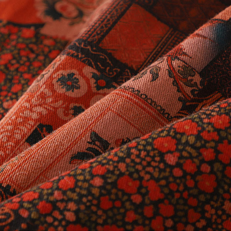 Giacca termica in cotone con bottoni a rana e maniche lunghe, motivo floreale etnico da donna Buddha Stones - image 7