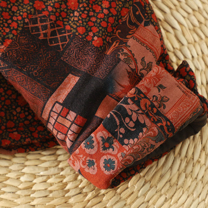 Giacca termica in cotone con bottoni a rana e maniche lunghe, motivo floreale etnico da donna Buddha Stones - image 9