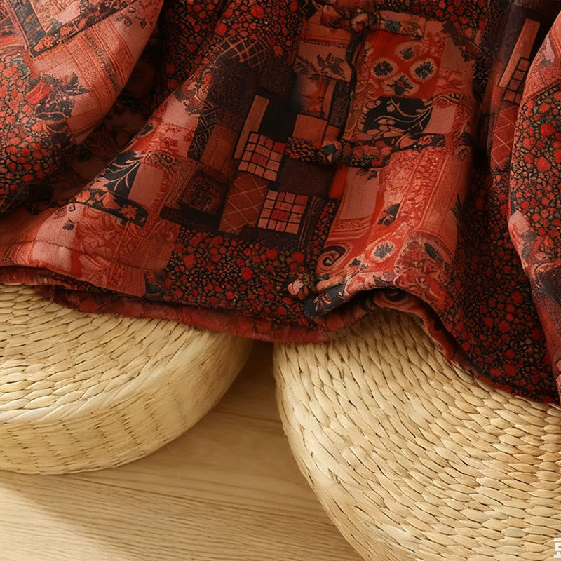 Giacca termica in cotone con bottoni a rana e maniche lunghe, motivo floreale etnico da donna Buddha Stones - image 10