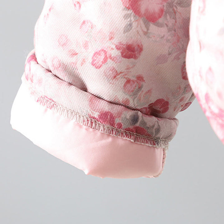 Giacca a maniche lunghe in cotone con bottoni a rana e stampa floreale rosa chiaro da donna Buddha Stones - image 7