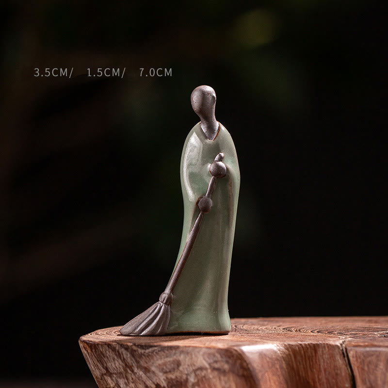 Buddha Stones Piccolo Buddha senza forma Monaco che spazza Statua in ceramica Decorazione per la casa 3,5*1,5*7 cm - Buddha 3,5*1,5*7 cm - image 0