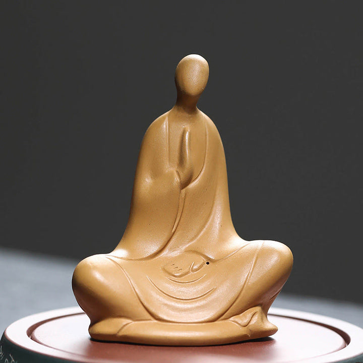 Buddha Stones Buddha senza forma Statua in ceramica in preghiera Decorazione per la casa Zen 5*2,5*5,3 cm - Giallo 10*5*7,7 cm - image 7