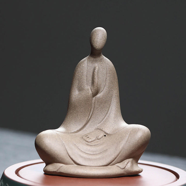 Buddha Stones Buddha senza forma Statua in ceramica in preghiera Decorazione per la casa Zen 5*2,5*5,3 cm - Marrone 10,2*5,1*7,9 cm - image 0