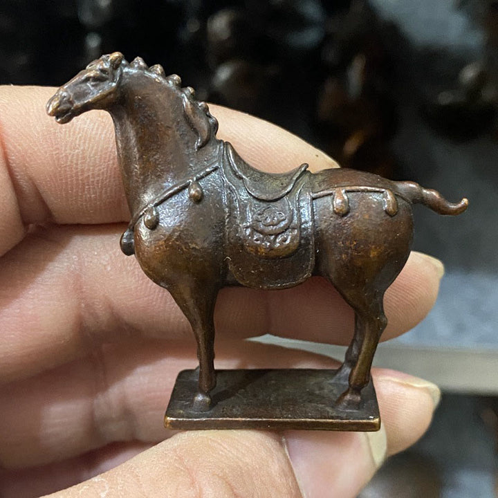 Buddha Stones antiche in lega marrone dell'anno del cavallo, decorazione per la casa, 5,8*4,7 cm - Cavallo 5,8*4,7 cm - image 0