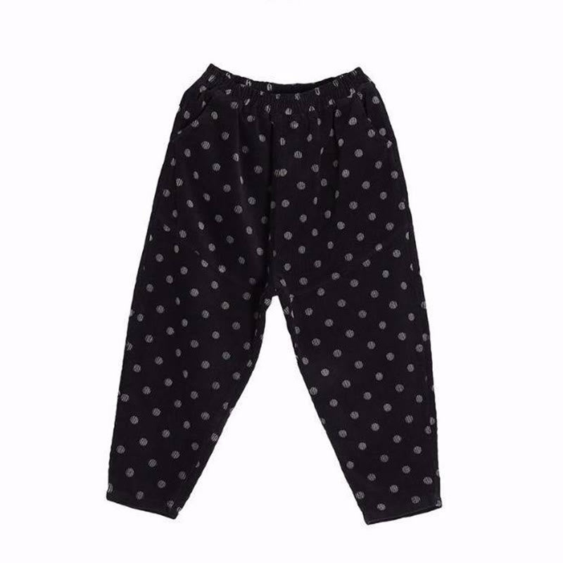 Pantaloni harem in velluto a coste con stampa a pois e tasche da donna Buddha Stones - image 18