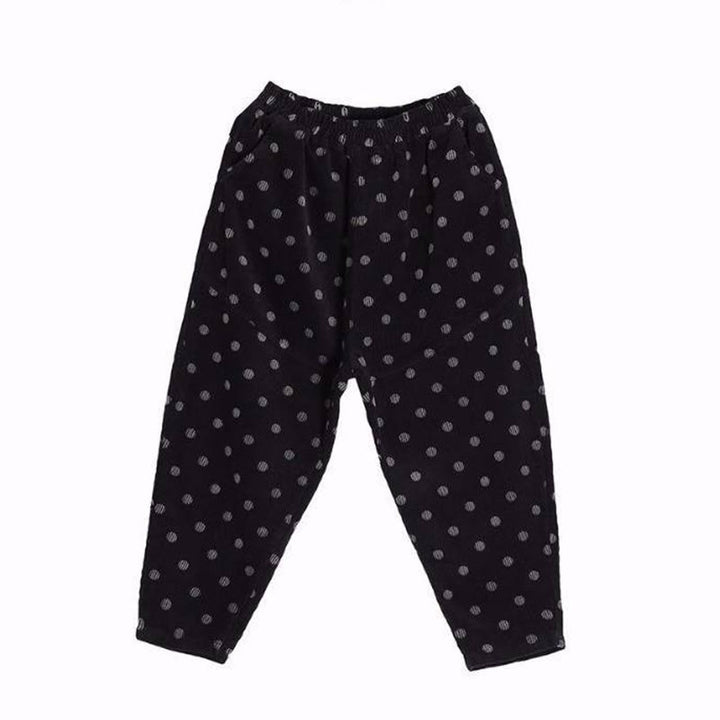 Pantaloni harem in velluto a coste con stampa a pois e tasche da donna Buddha Stones - image 18