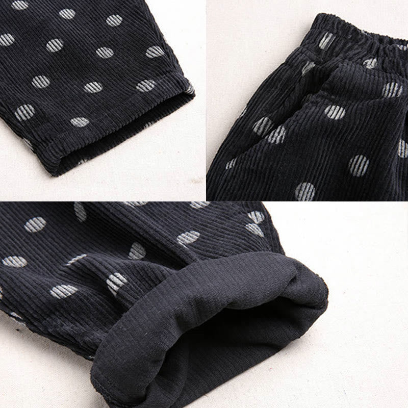 Pantaloni harem in velluto a coste con stampa a pois e tasche da donna Buddha Stones - image 17