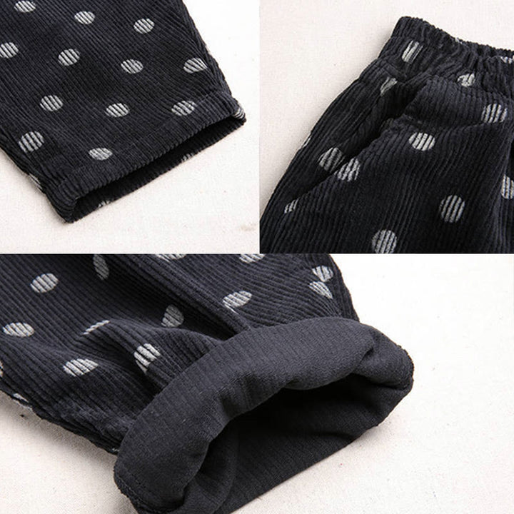 Pantaloni harem in velluto a coste con stampa a pois e tasche da donna Buddha Stones - image 17