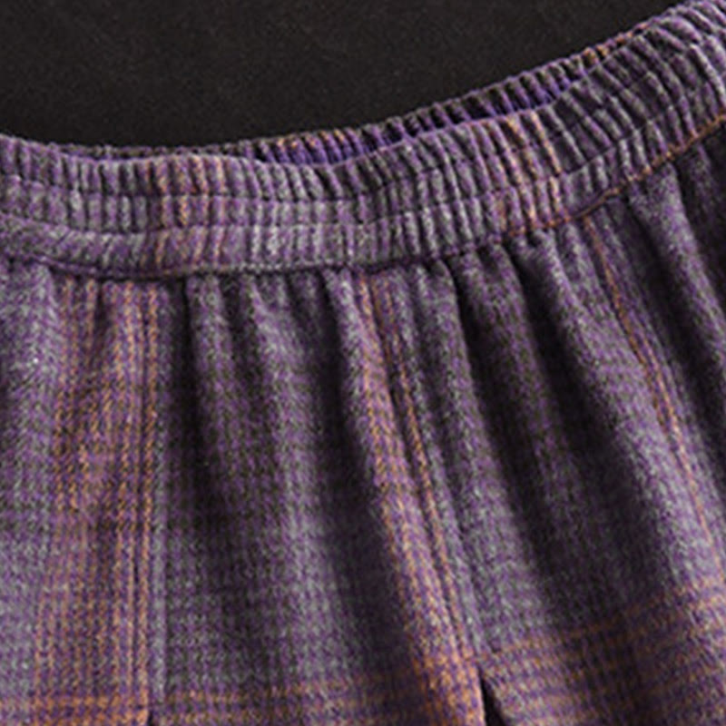 Gonna invernale da donna in cotone termico con motivo scozzese Buddha Stones, lunghezza 7-8, con tasche - image 6