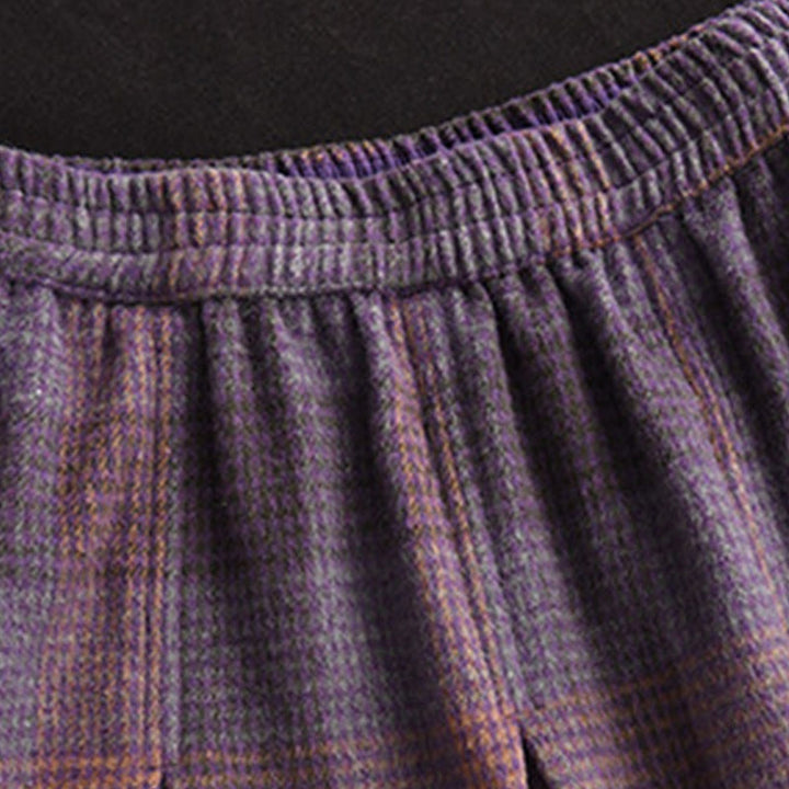 Gonna invernale da donna in cotone termico con motivo scozzese Buddha Stones, lunghezza 7-8, con tasche - image 6