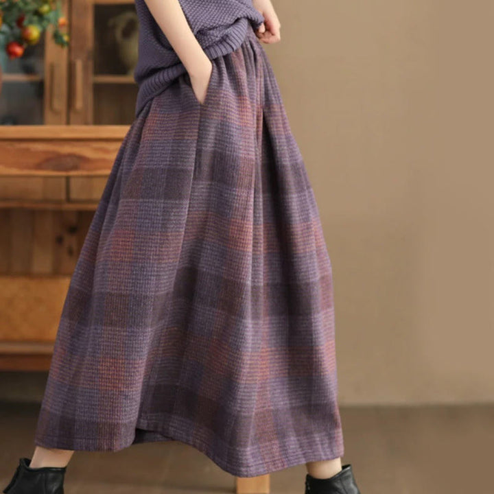 Gonna invernale da donna in cotone termico con motivo scozzese Buddha Stones, lunghezza 7-8, con tasche - Orchidea media - US6, UK/AU10, EU38 (XL) - image 0