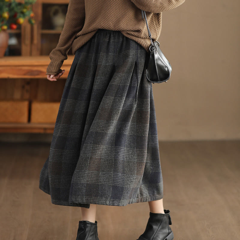 Gonna termica invernale da donna Buddha Stones con motivo a quadri, lunghezza 7-8, con tasche. - image 16