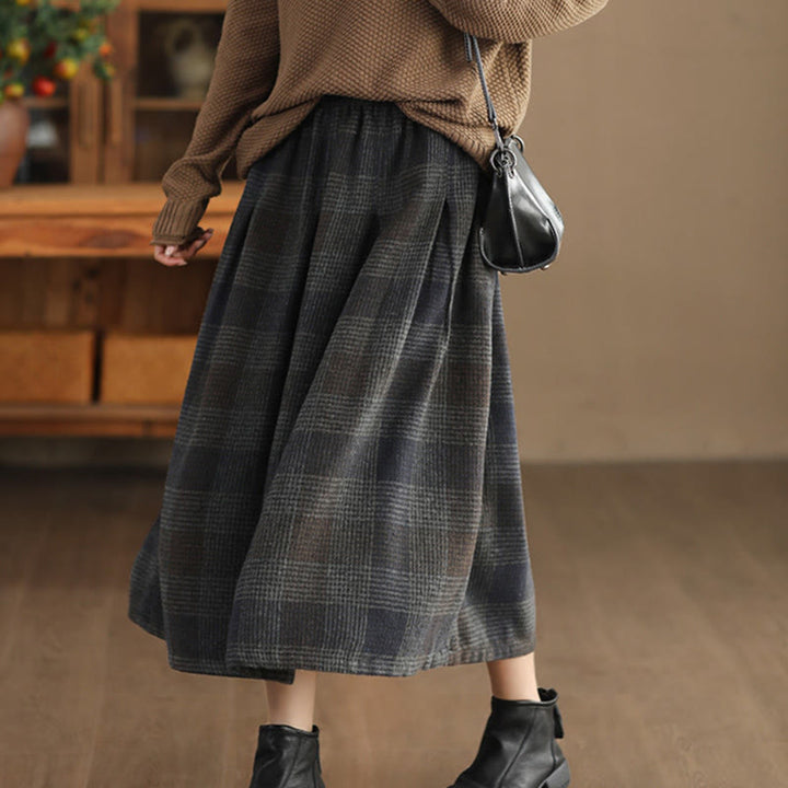 Gonna termica invernale da donna Buddha Stones con motivo a quadri, lunghezza 7-8, con tasche. - image 16