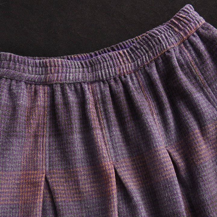 Gonna invernale da donna in cotone termico con motivo scozzese Buddha Stones, lunghezza 7-8, con tasche - image 7